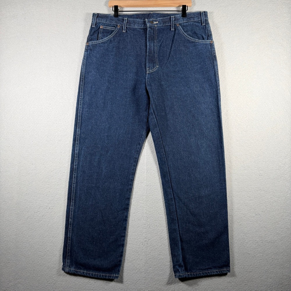Dickies Mens Relaxed Fit Carpenter Jeans 38x30 Dark Wash Blue Denim W216001